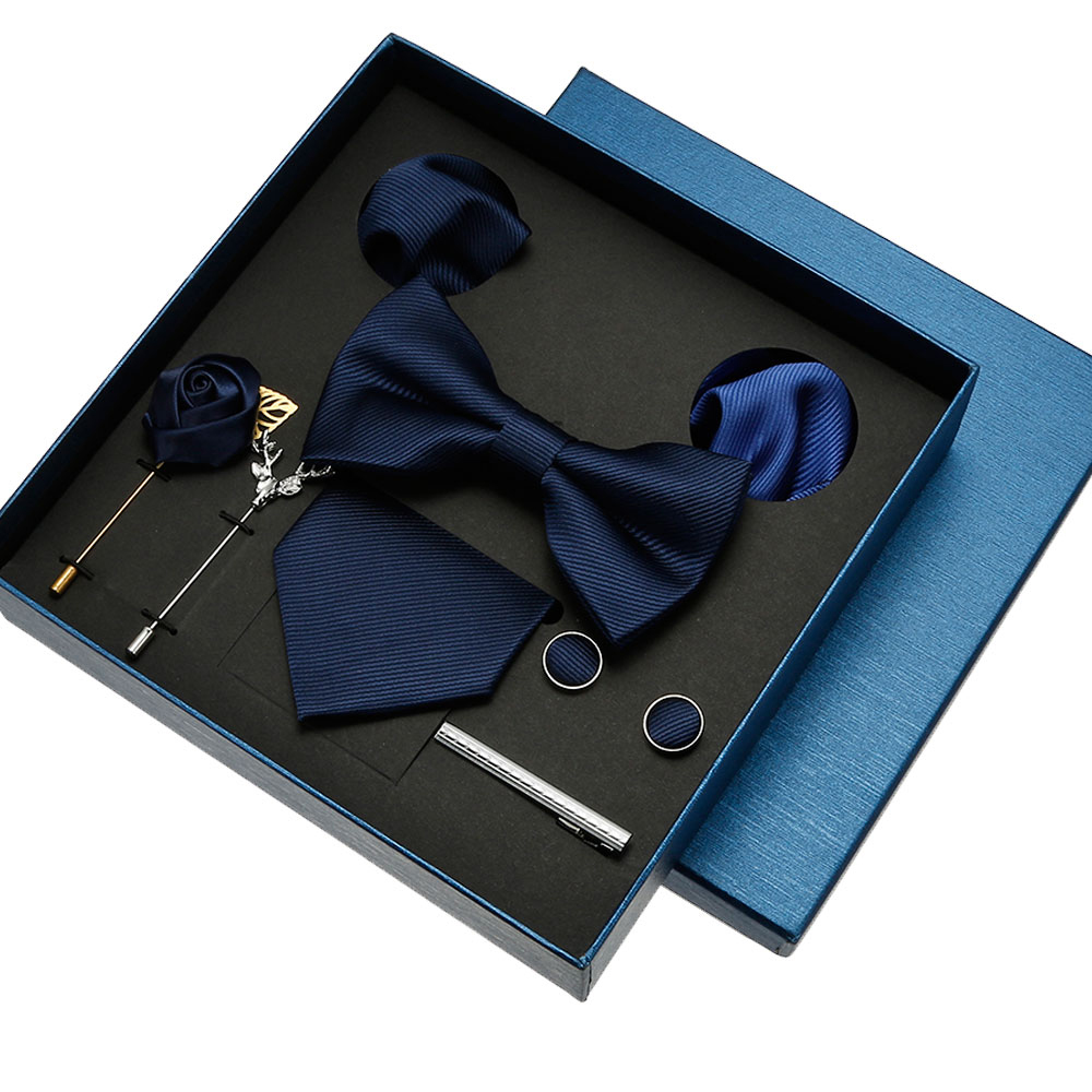 Pocket Square Set - Red Blue Black Classic Tie For