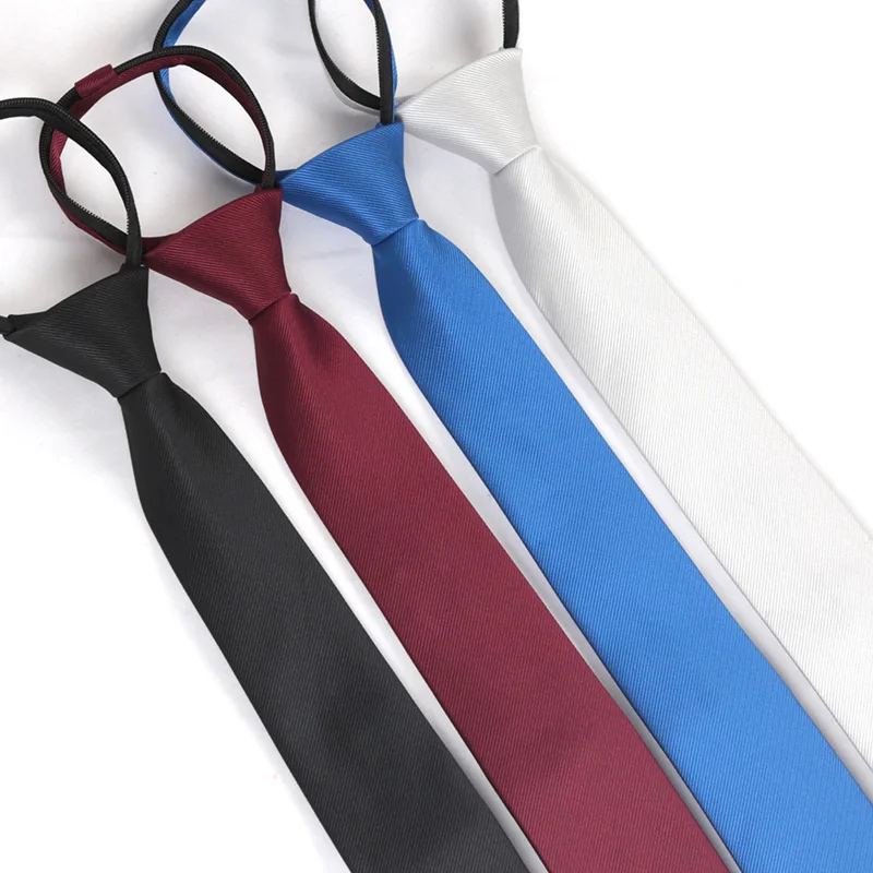 Skinny Tie Men - Unisex Black Simple Clip on Tie