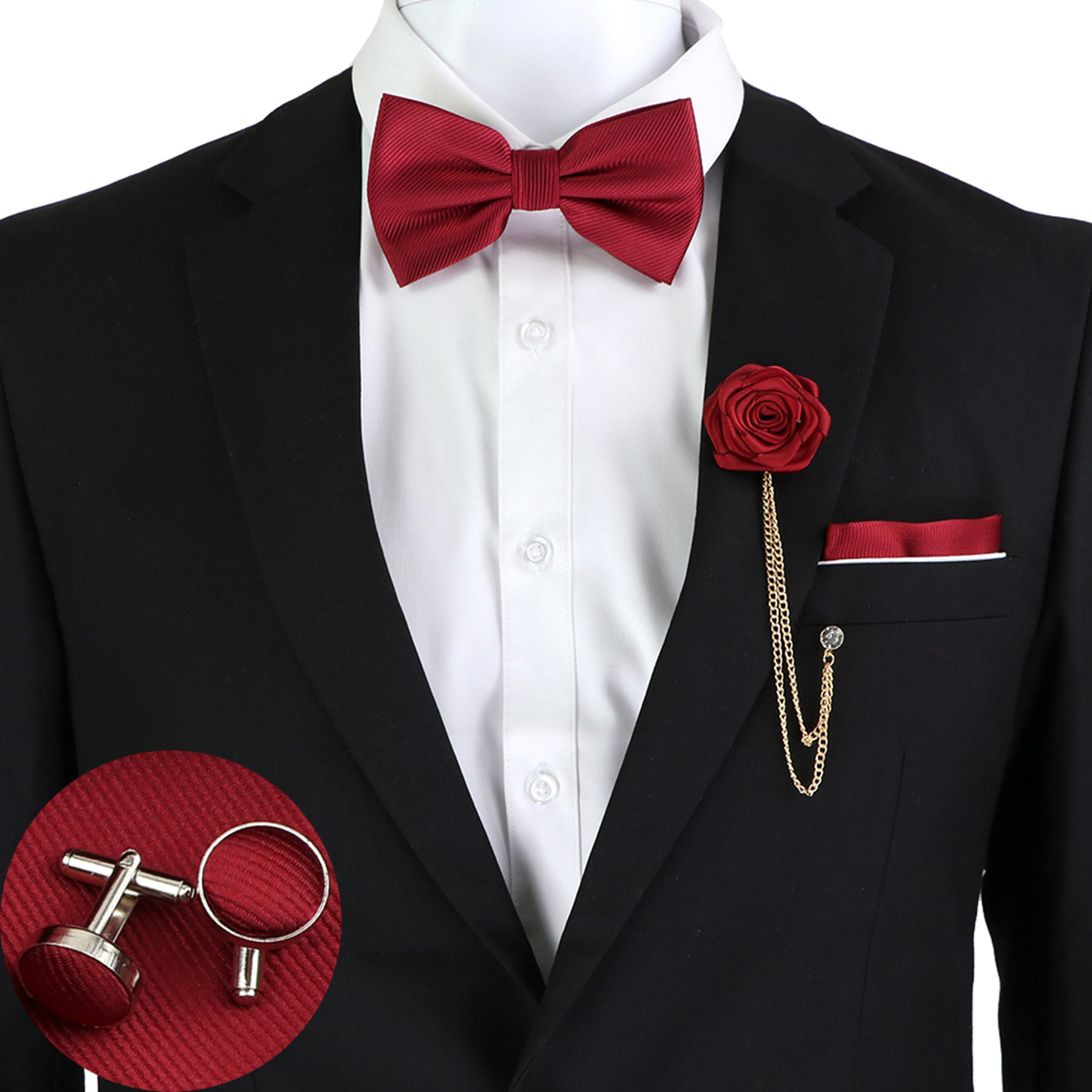 Silk Tie Striped - New Solid Color Bow Tie Set