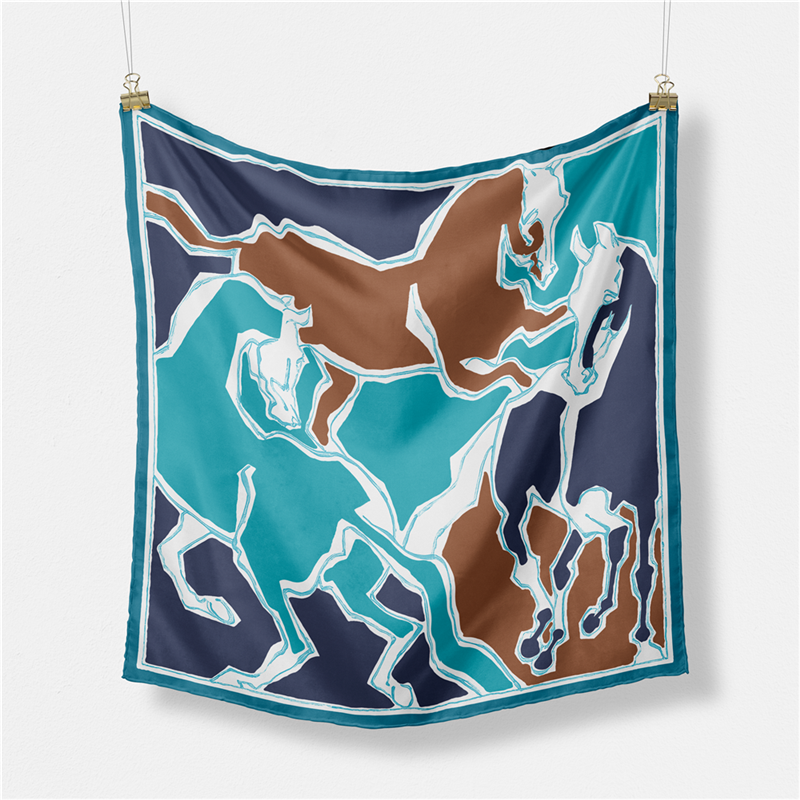 Scarf Silk Square - Twill Silk Scarf Woman Three Horse