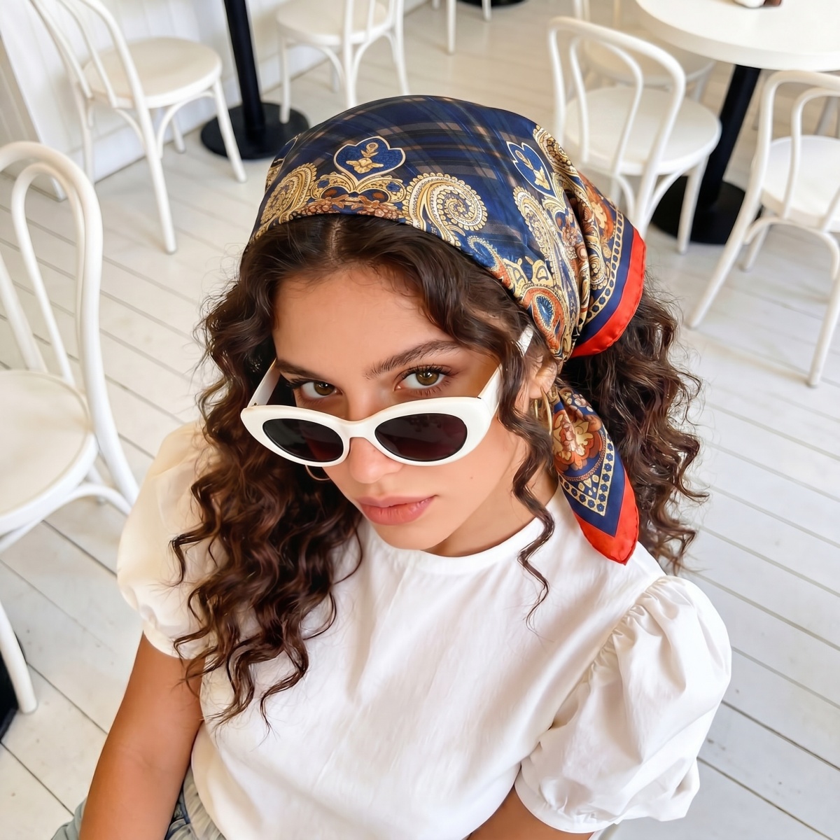 Face Scarf Mask - 90cm New Silk Shawl Square Scarf