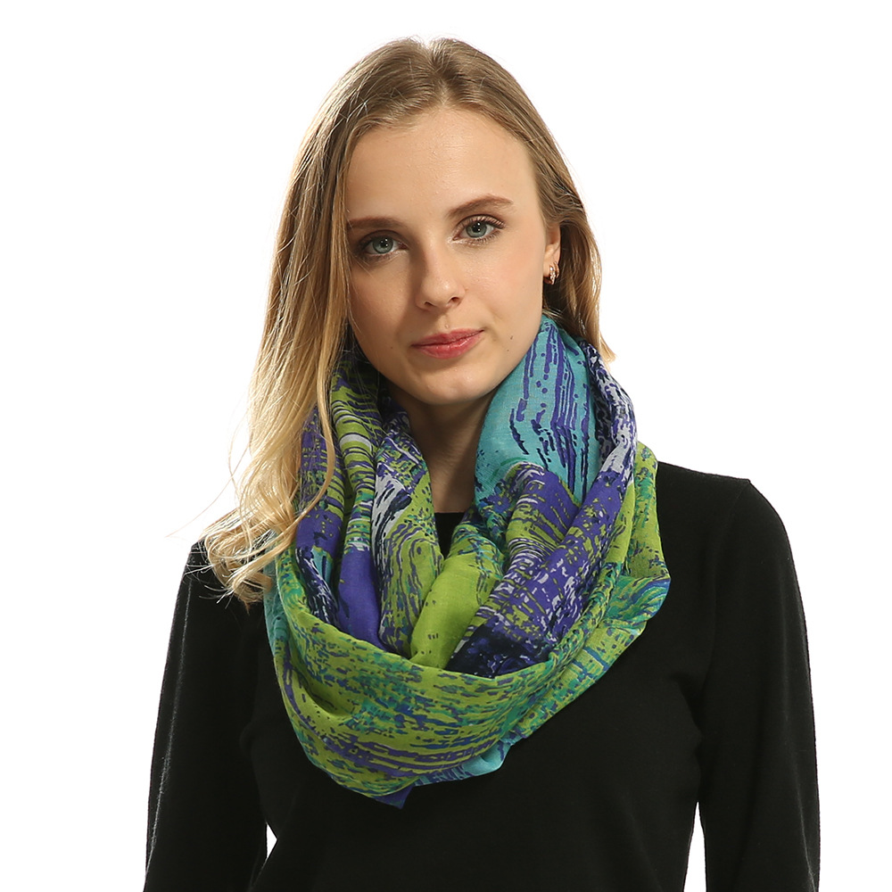 Infinity Scarf Knit - Fashion Women Soft Viscose Printed Infinity
