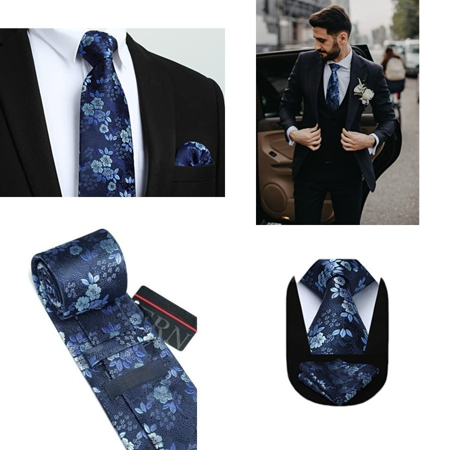 Pocket Square Set - Men Floral Ties Woven Classic 3.4