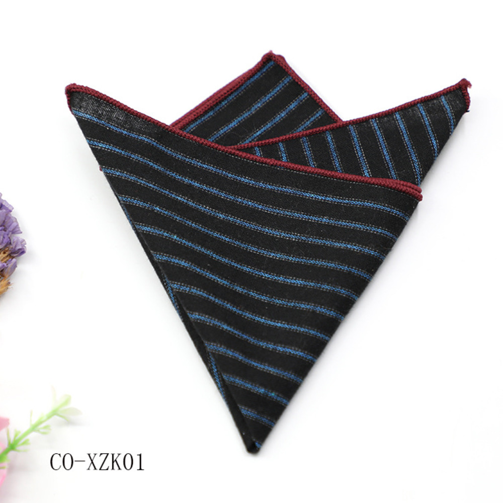 Solid Striped Brown Pocket Squ - Handkerchief Cotton Men avis et prix