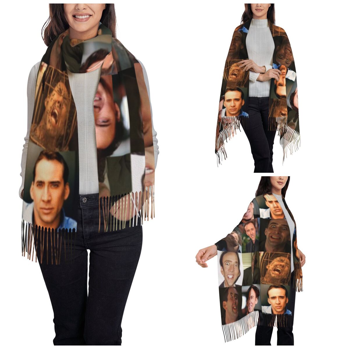 Nicolas Cage Funny Face Meme S - Pashmina Wrap Large avis et prix
