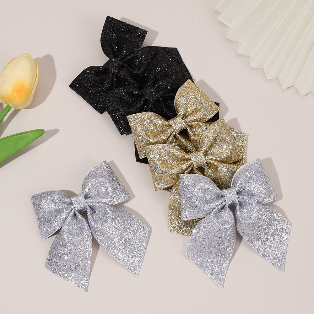 6Pcs Sparkling Bow Hair Clips  - Tie Clip Silver avis et prix