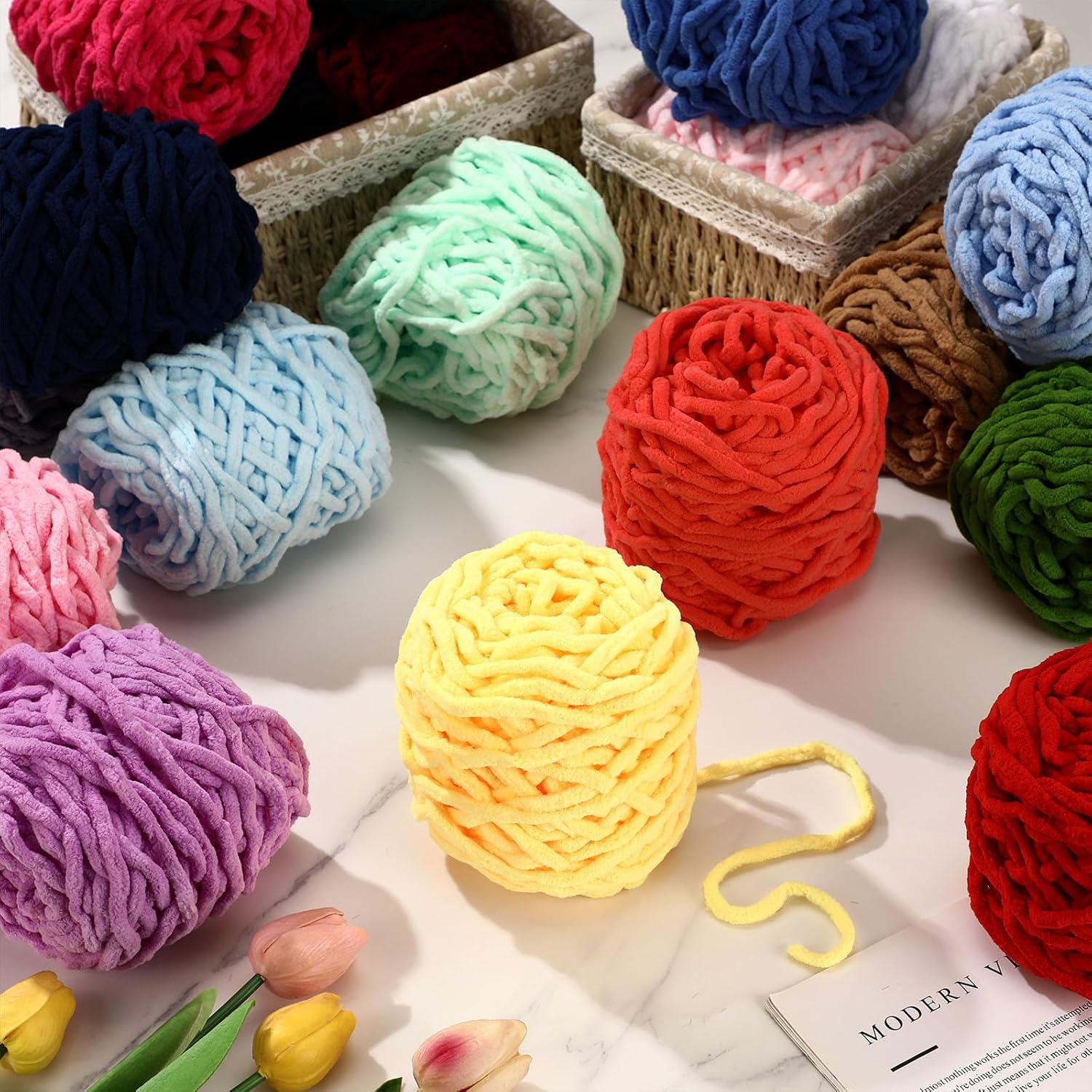 3PCS 300g Chenille Knitting Ya - Woven Scarf Blanket avis et prix