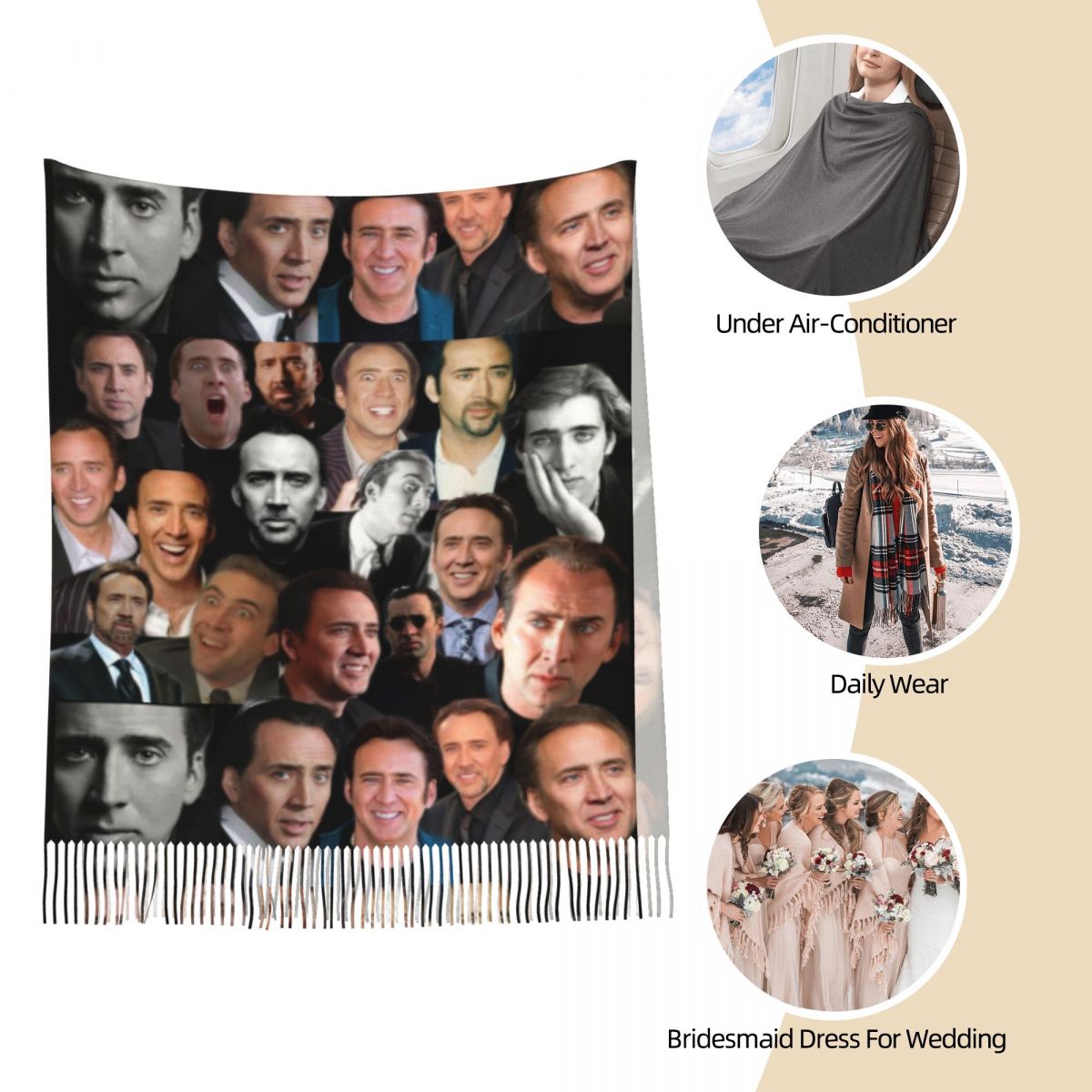 Nicolas Cage Colllage Shawl Wr - Pashmina Wrap Large avis et prix