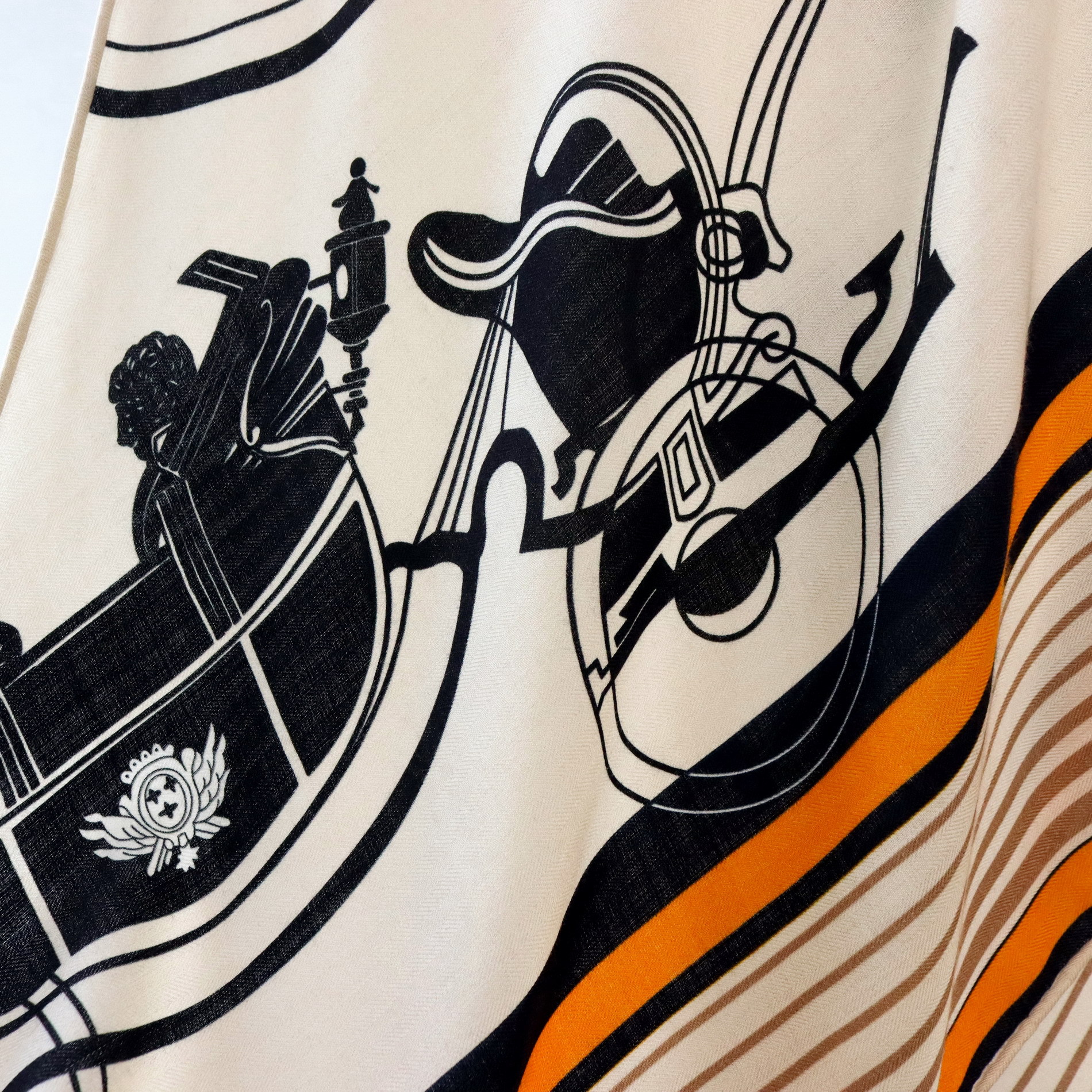 Vintage Equestrian Print Silk  - Pashmina Wrap Large avis et prix