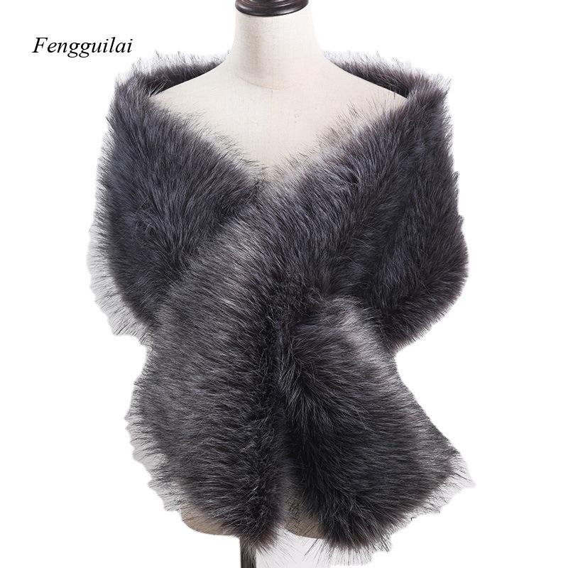 Women's White Faux Fur Shawl B - Stole Wedding Shawl avis et prix