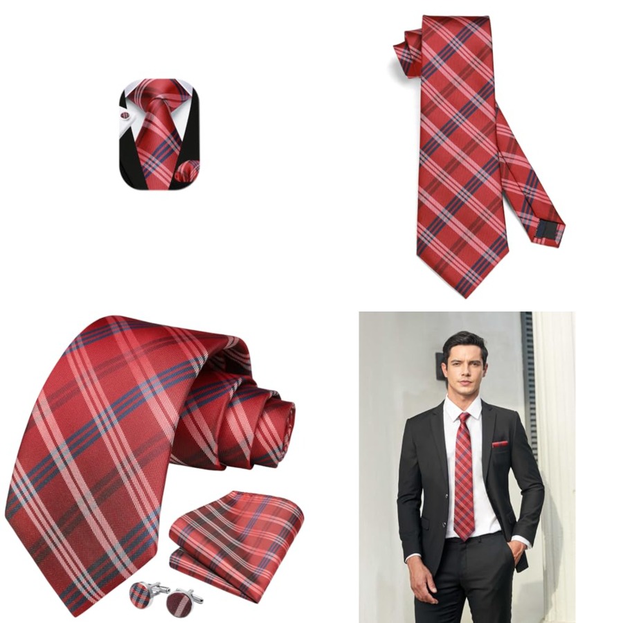 Mens Ties Set Stripe Plaid Tie - Silk Tie Striped avis et prix