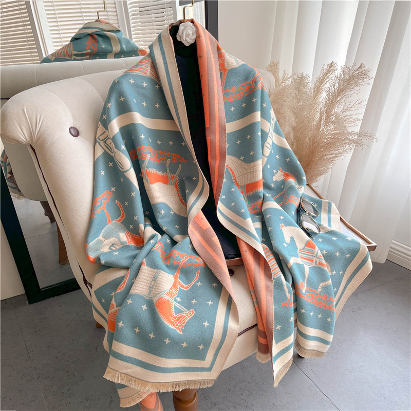Luxury Horse Print Thick Cashm - Woven Scarf Blanket avis et prix