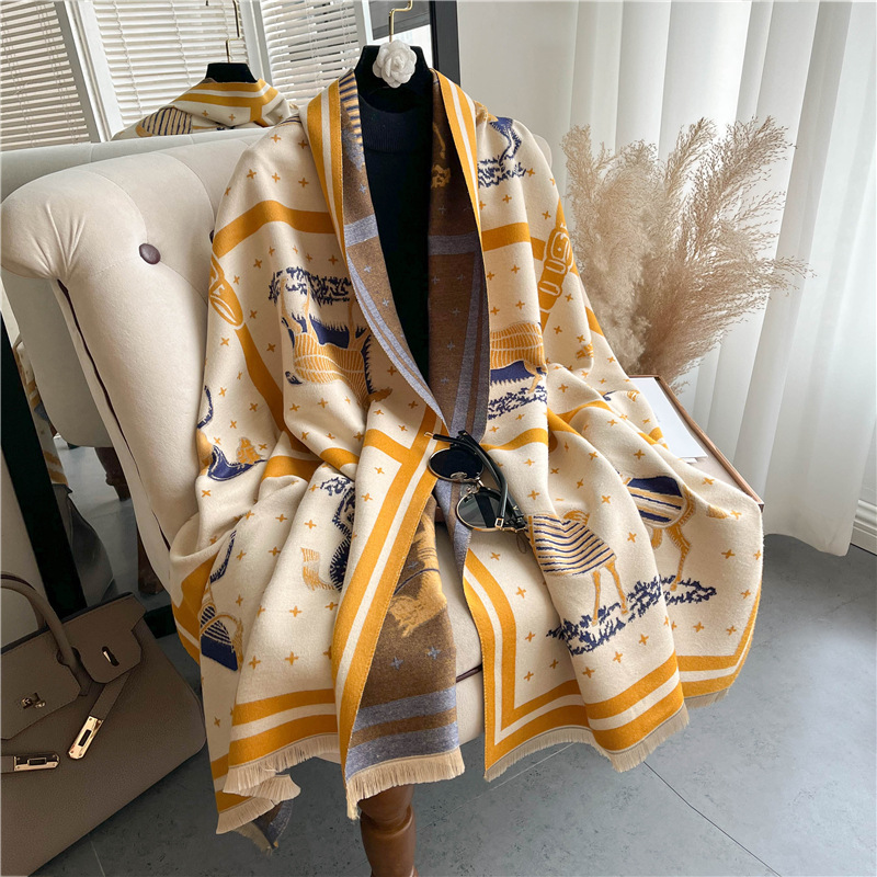 Luxury Horse Print Thick Cashm - Woven Scarf Blanket avis et prix