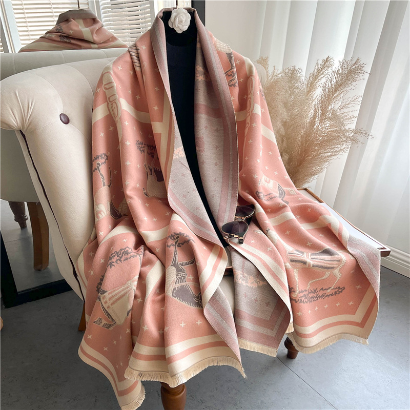 Luxury Horse Print Thick Cashm - Woven Scarf Blanket avis et prix