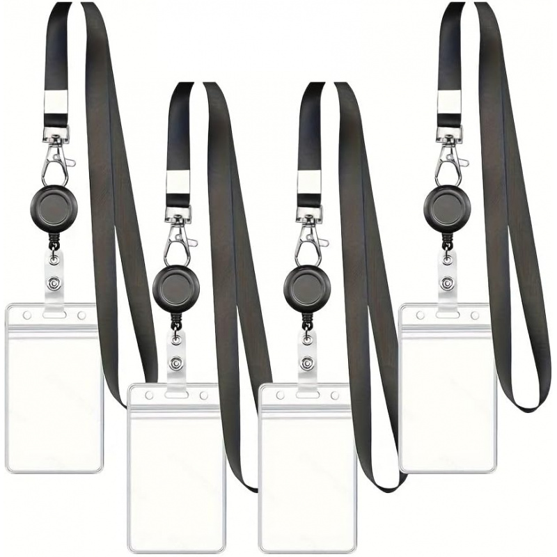 4PCS Lanyard Black Retractable - Lanyard Badge Holder avis et prix