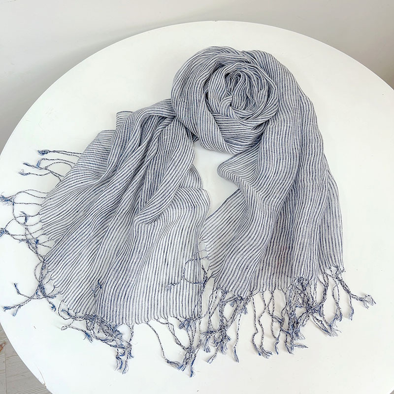 Retro Stripe 100% Linen scarf  - Ascot Neck Scarf avis et prix