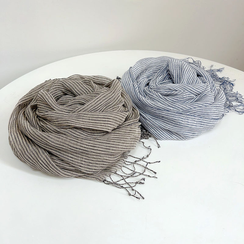 Retro Stripe 100% Linen scarf  - Ascot Neck Scarf avis et prix