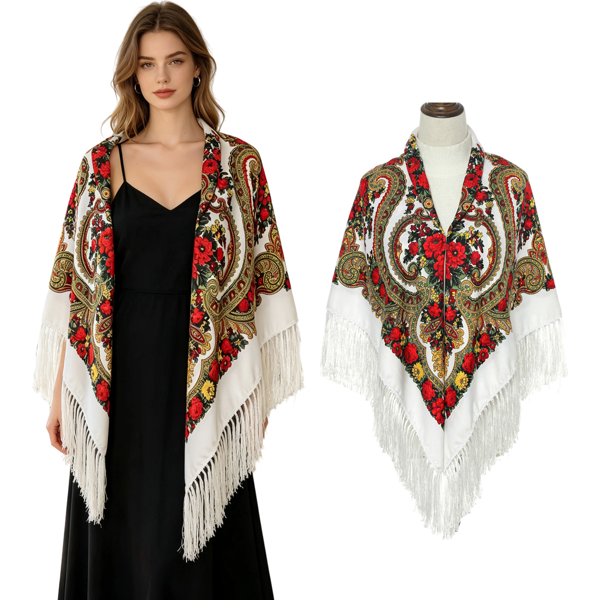 130cm New Russian Square Scarf - Woven Scarf Blanket avis et prix