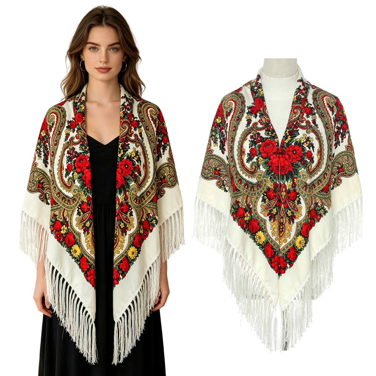 130cm New Russian Square Scarf - Woven Scarf Blanket avis et prix