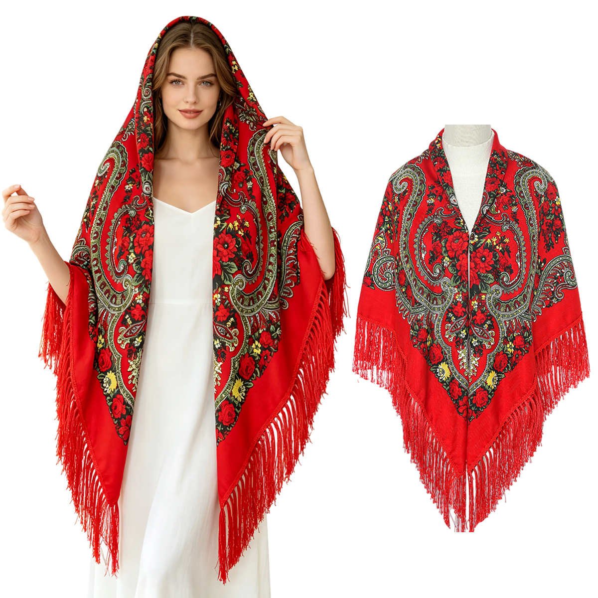 130cm New Russian Square Scarf - Woven Scarf Blanket avis et prix