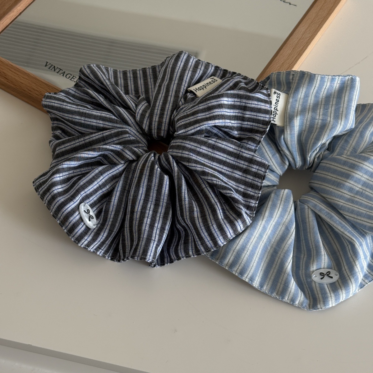Blue Solid Color Silk Hair Ban - Silk Tie Striped avis et prix