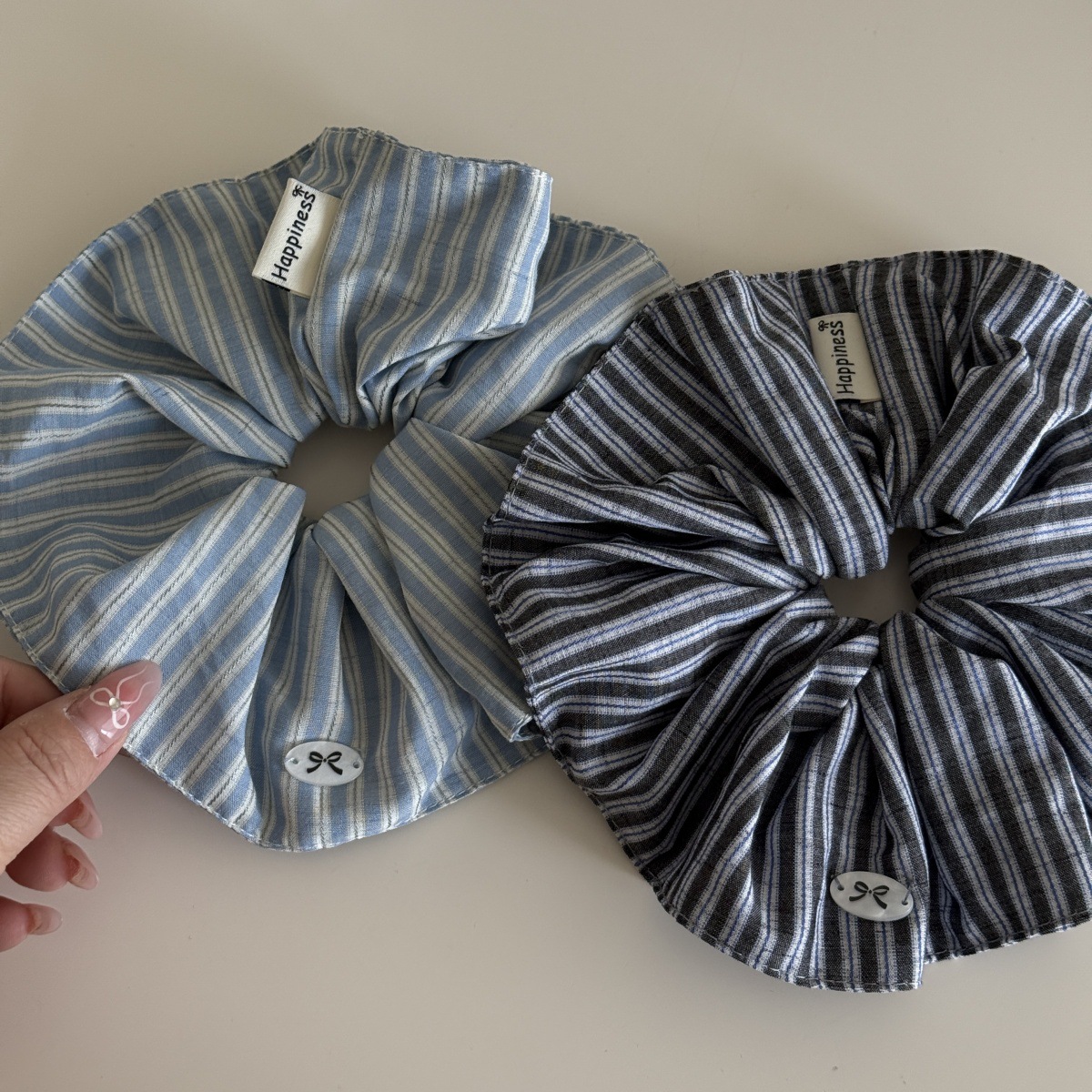 Blue Solid Color Silk Hair Ban - Silk Tie Striped avis et prix