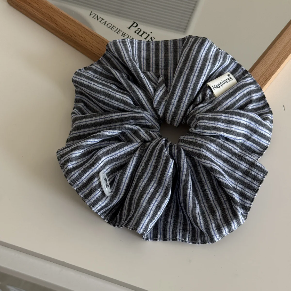 Blue Solid Color Silk Hair Ban - Silk Tie Striped avis et prix