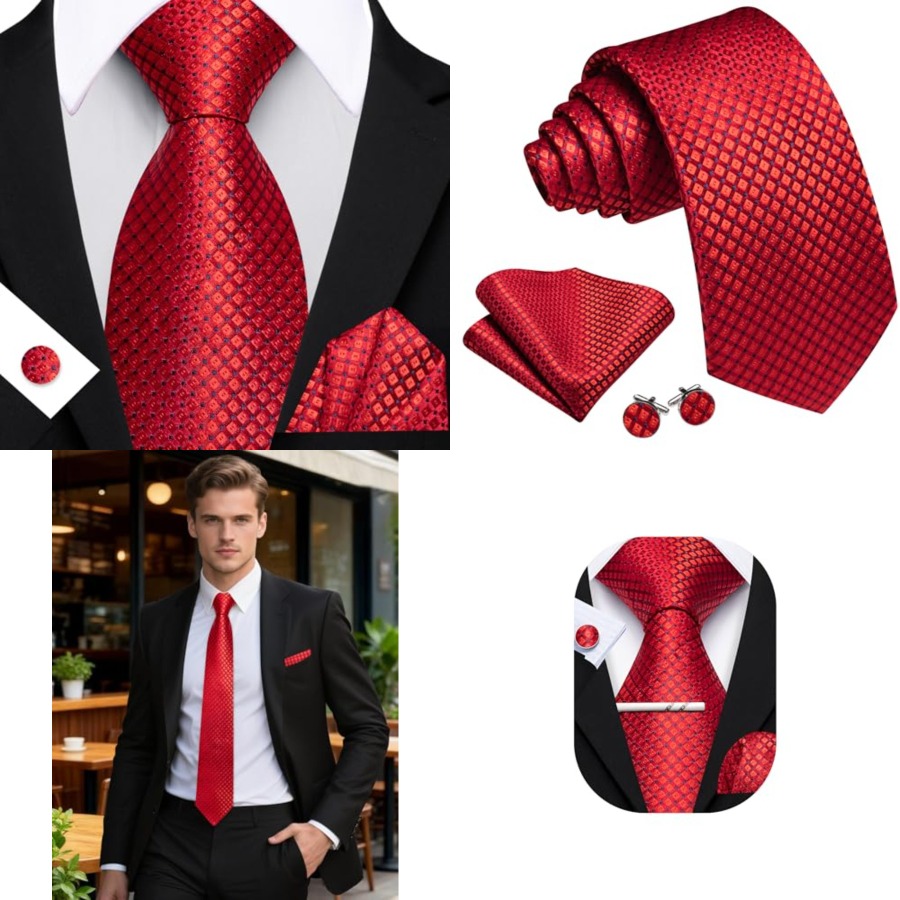Men Plaid/Striped Ties Set Sil - Silk Tie Striped avis et prix