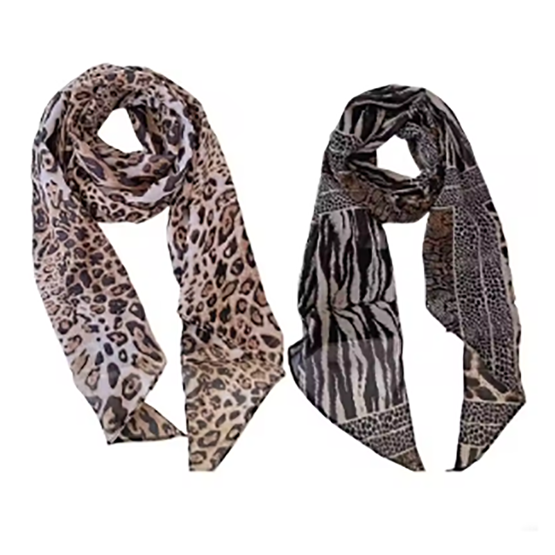 Leopard Small Long Silk Scarf  - Silk Tie Striped avis et prix