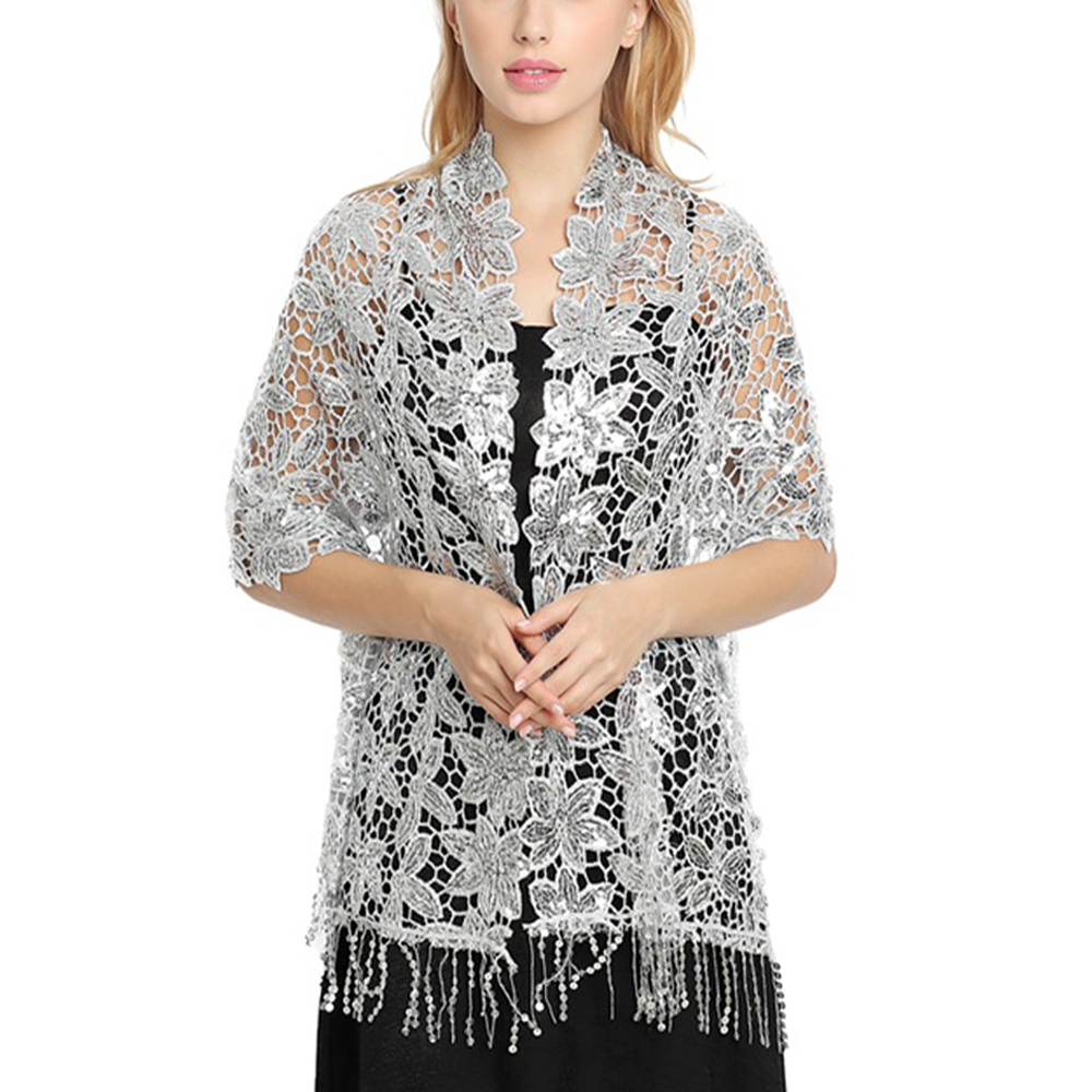 Bridal Wedding Hollow Sequin L - Stole Wedding Shawl avis et prix