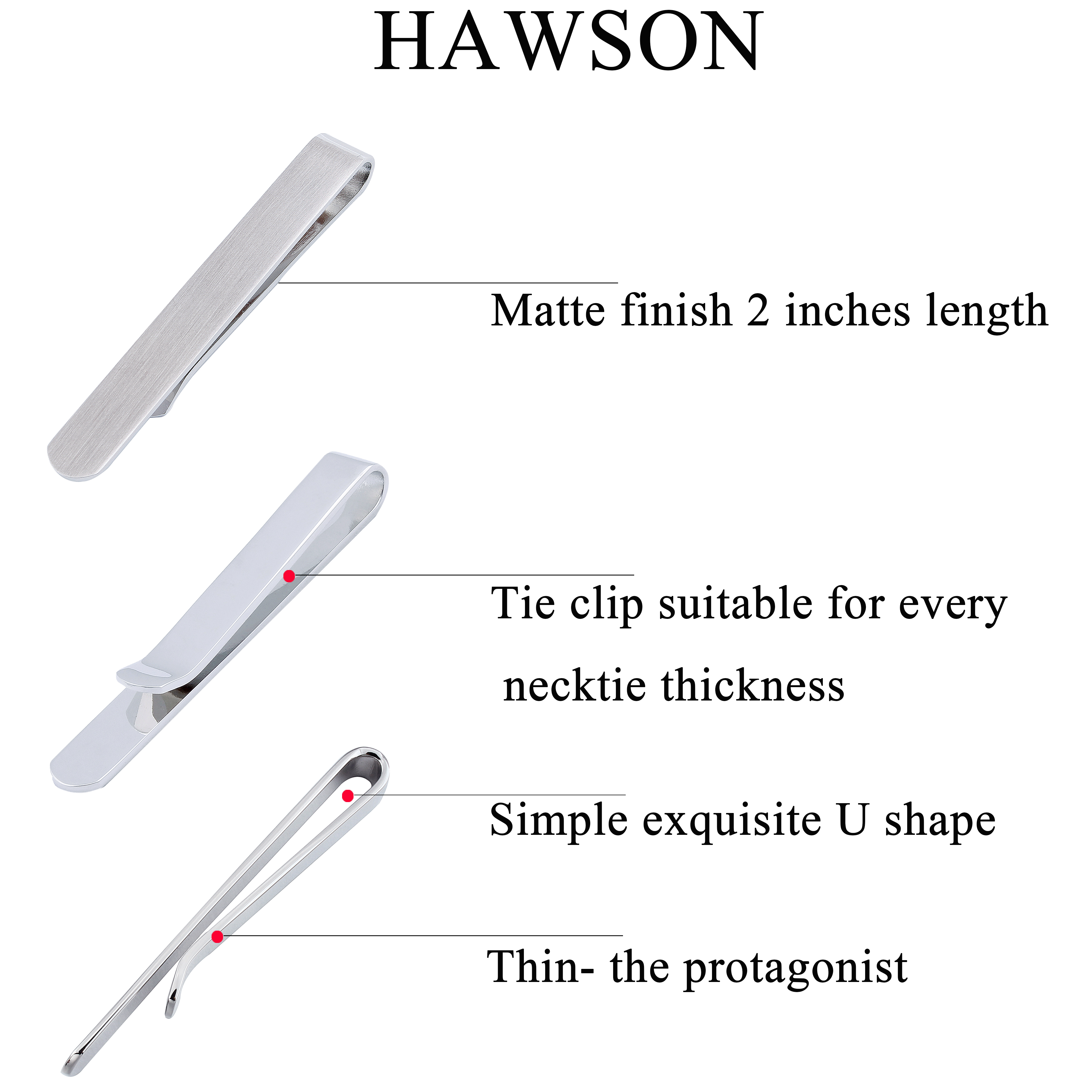 HAWSON 4pcs Skinny Tie Clip fo - Tie Bar Set Gift avis et prix