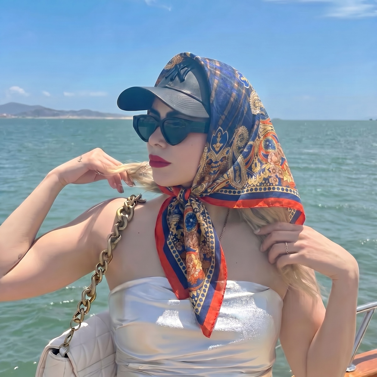 90cm New Silk Shawl Square Sca - Face Scarf Mask avis et prix