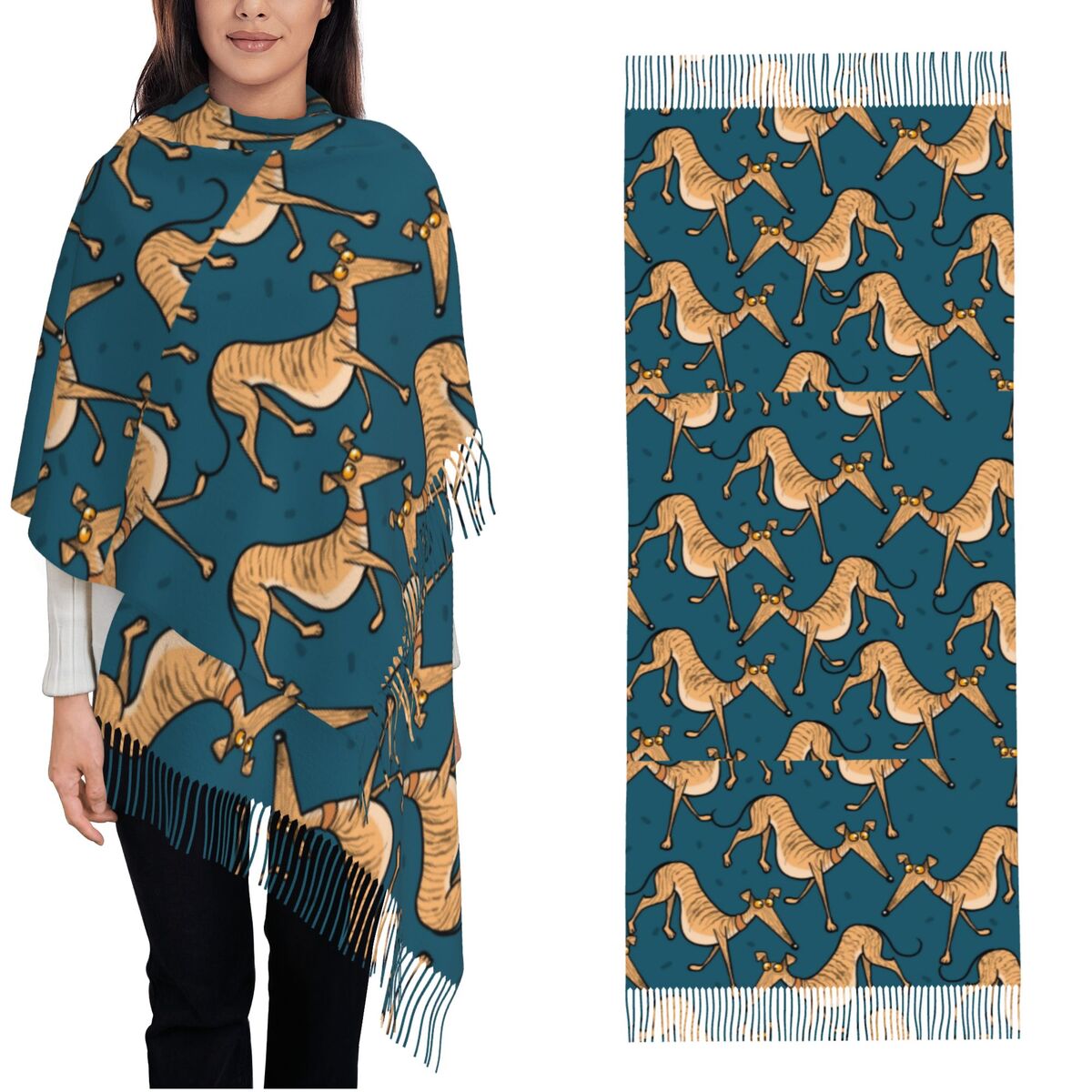 Greyhound Whippet Lurcher Dog  - Pashmina Wrap Large avis et prix