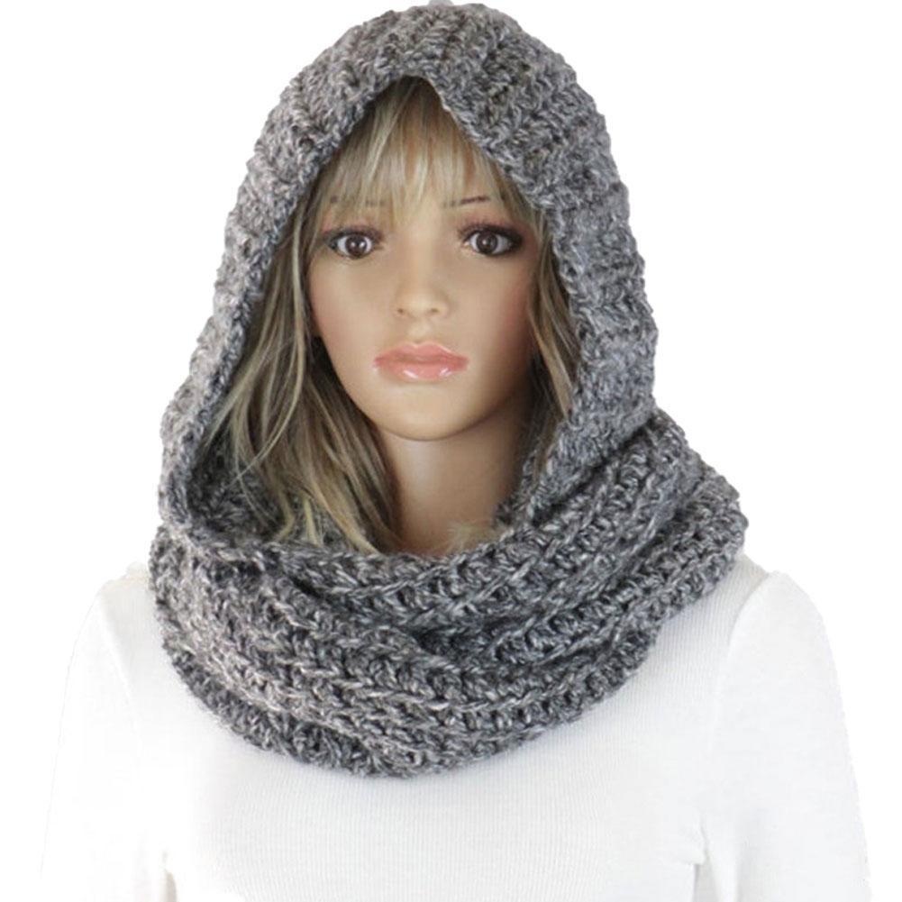 Knitted Hooded Scarf Winter Wo - Infinity Scarf Knit avis et prix