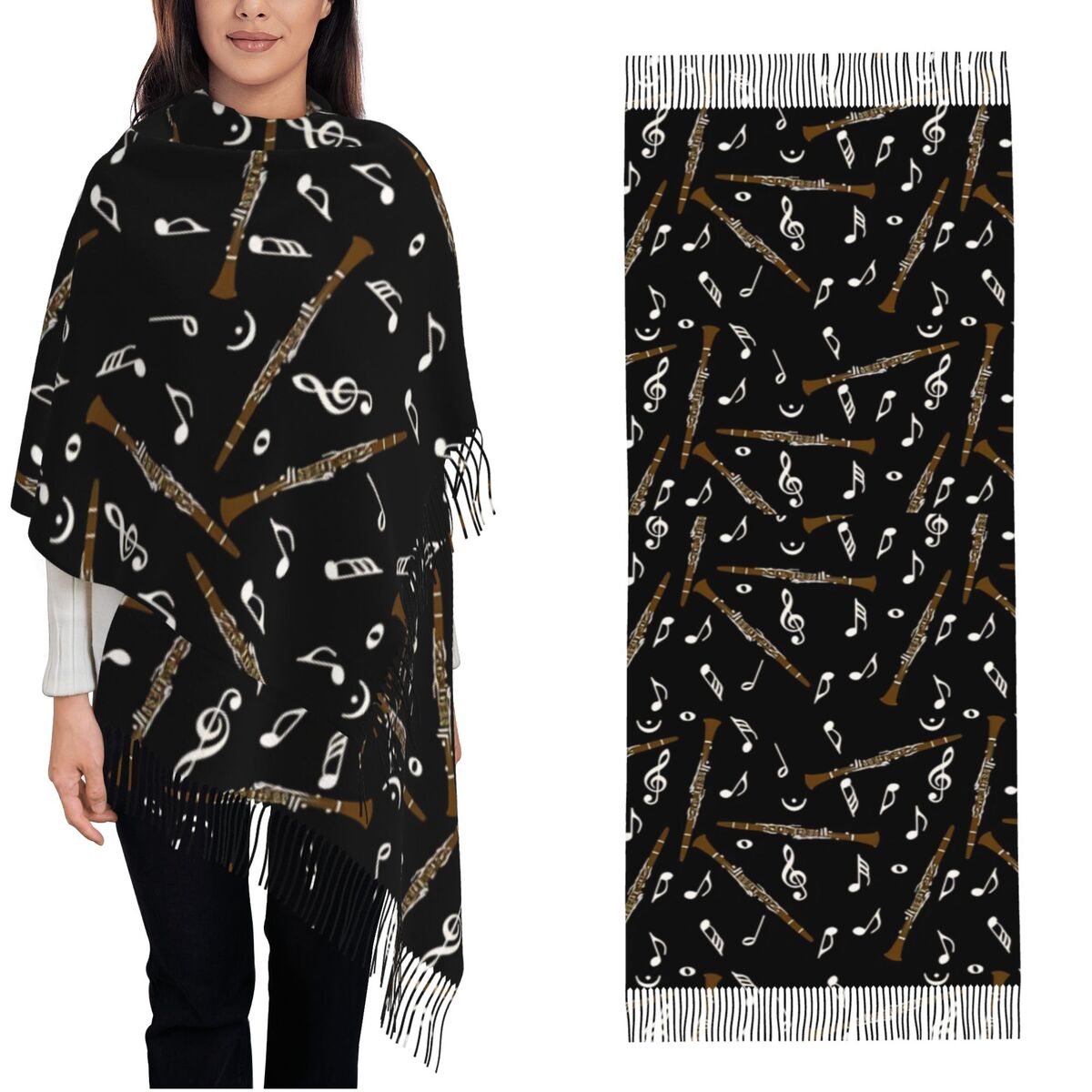 Womens Scarf with Tassel Clari - Pashmina Wrap Large avis et prix