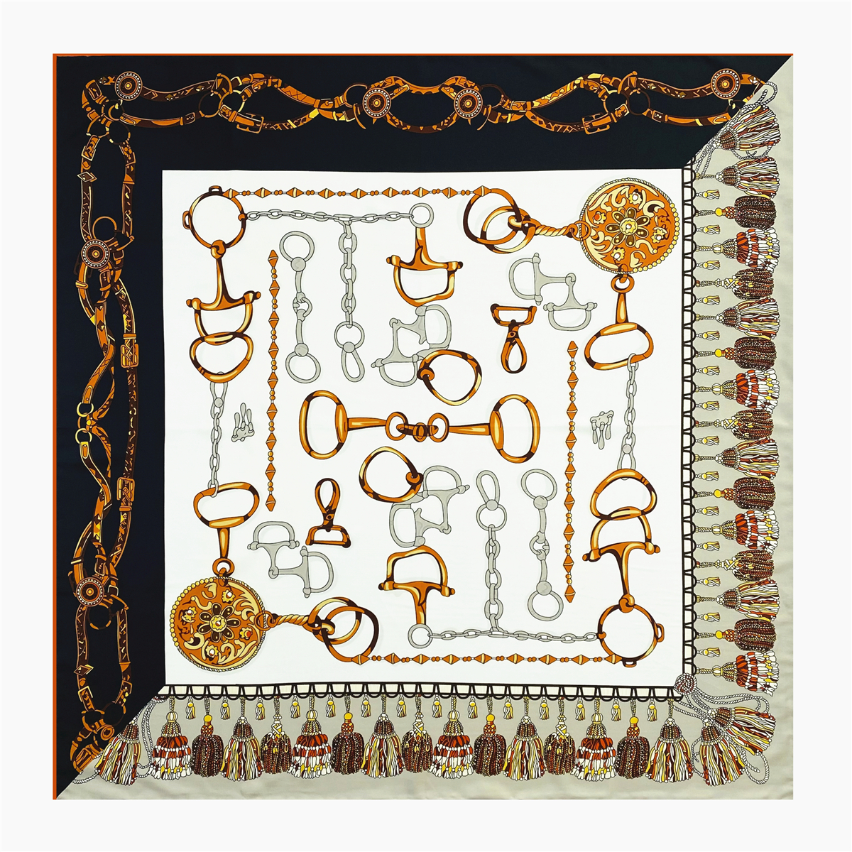 90cm Luxury Rope Tassels Twill - Silk Neck Scarf avis et prix