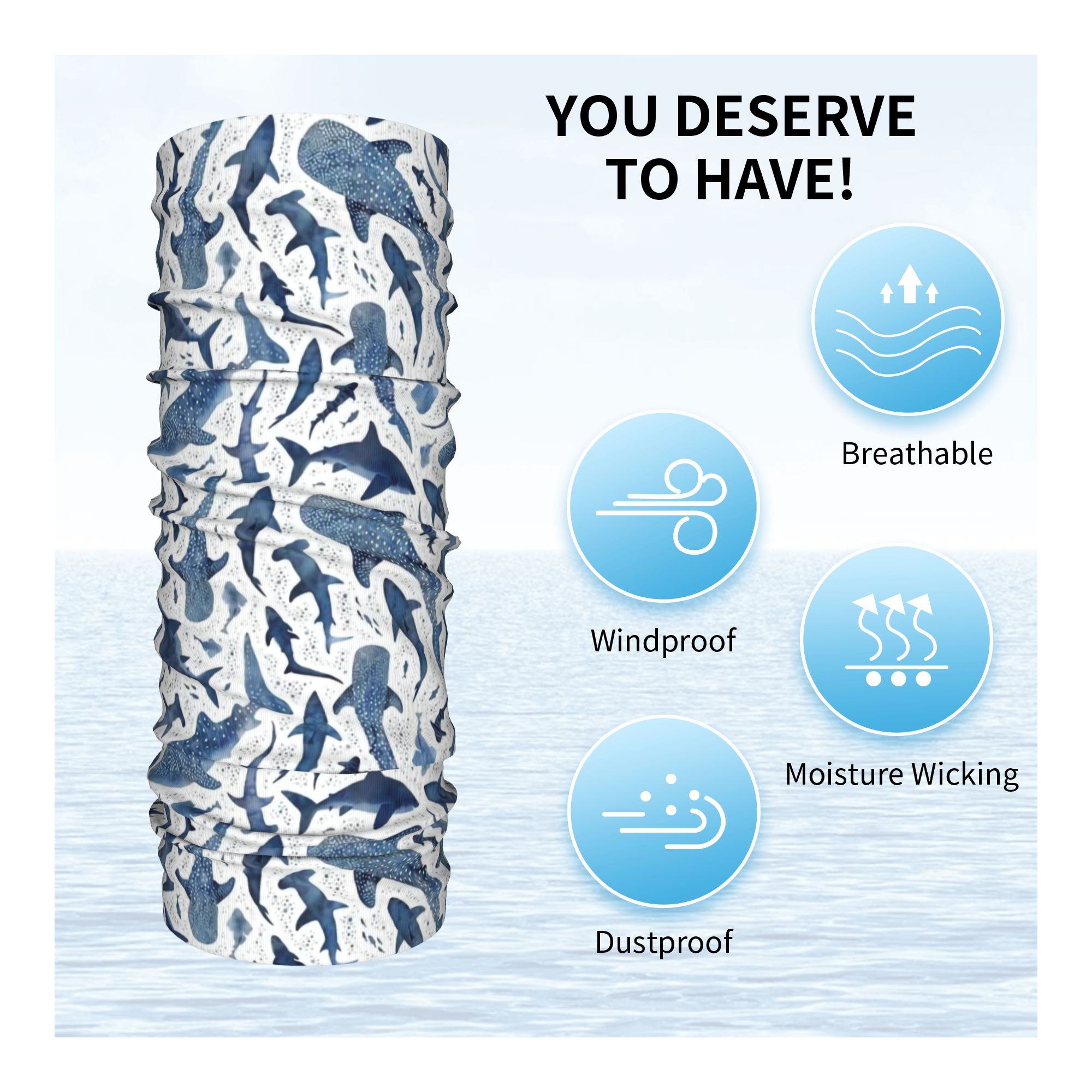 Custom Blue Watercolour Shark  - Neck Warmer Tube avis et prix