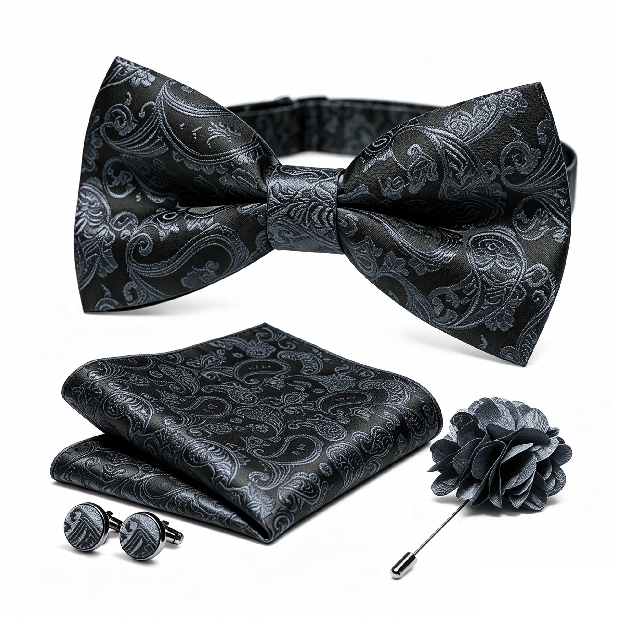36pcs Black Silk Jacquard Pais - Bow Tie Pre Tied avis et prix