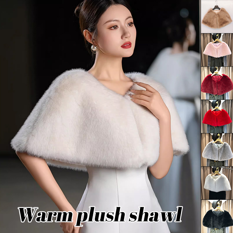 Women Winter Faux Fur Shawl El - Stole Wedding Shawl avis et prix