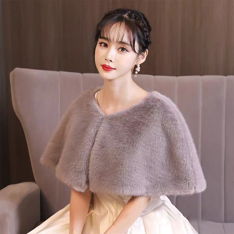 Women Winter Faux Fur Shawl El - Stole Wedding Shawl avis et prix