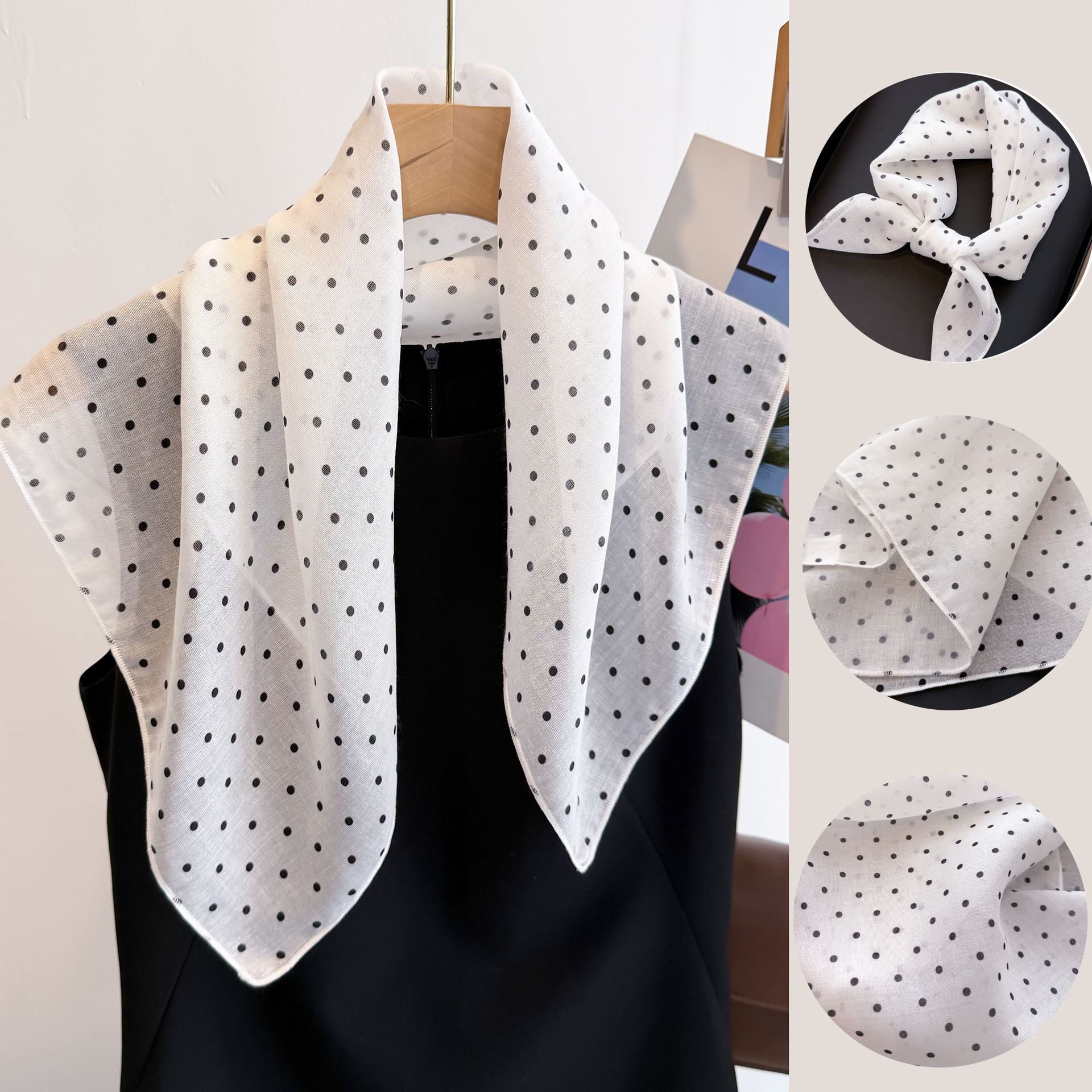 50cm Cotton Linen Square Scarf - Bandana Cotton avis et prix