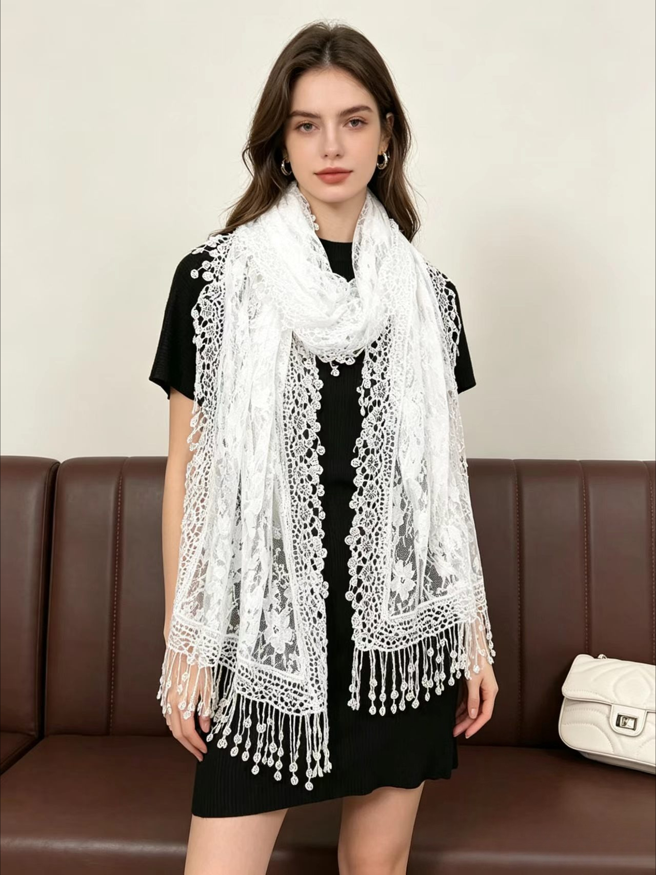 New Embroidery Lace Scarf Shaw - Stole Wedding Shawl avis et prix