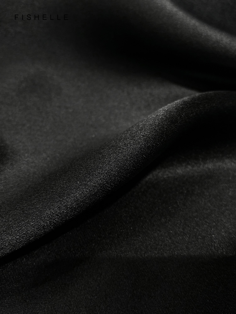 Solid color black pure silk sc - Ascot Neck Scarf avis et prix