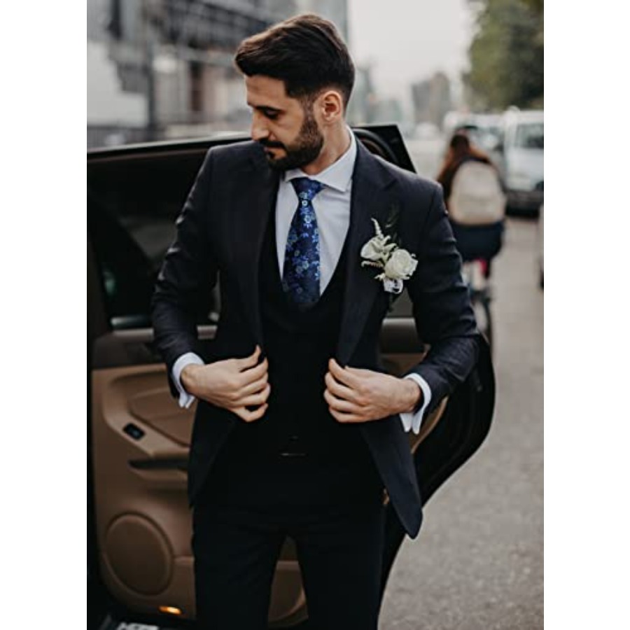 Men Floral Ties Woven Classic  - Pocket Square Set avis et prix