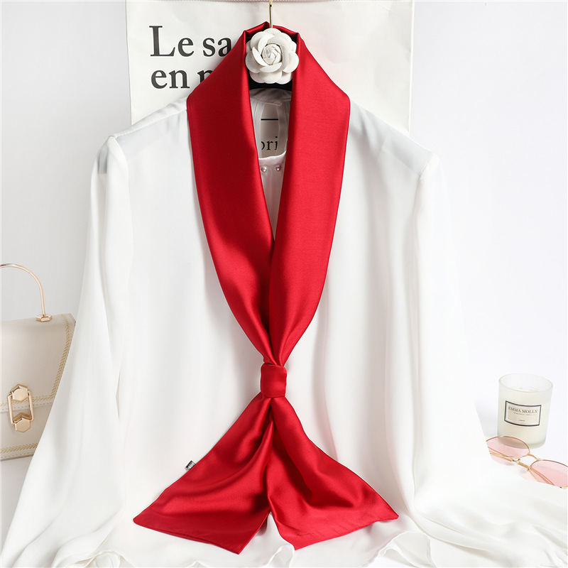Red Solid Color Long Silk Scar - Head Wrap Turban avis et prix