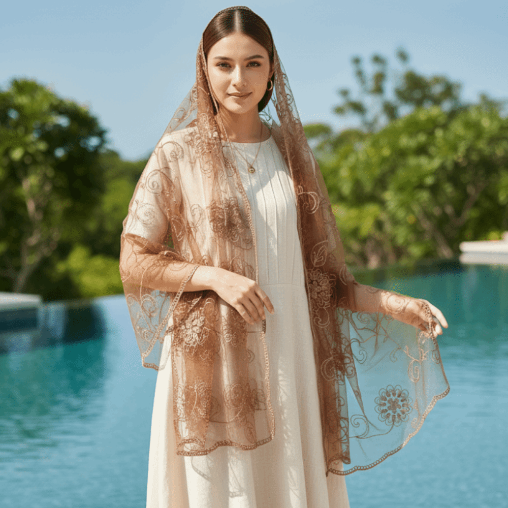 Lace Scarf Embroidered Floral  - Stole Wedding Shawl avis et prix