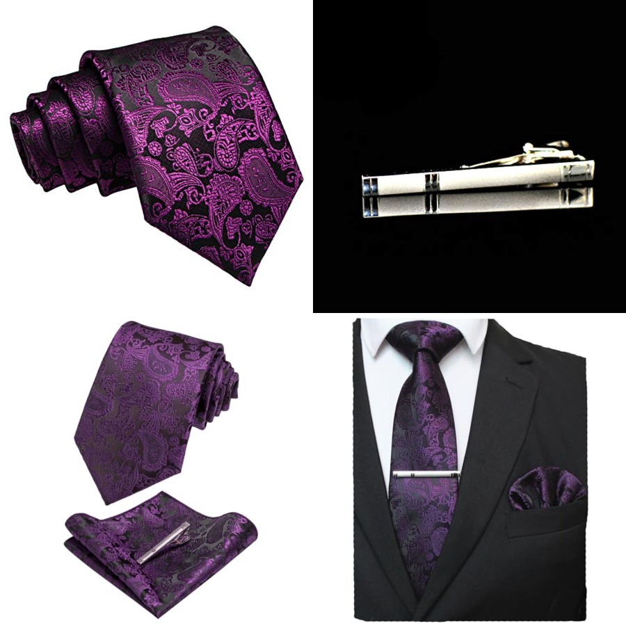Mens Solid Color Paisley Neckt - Pocket Square Set avis et prix