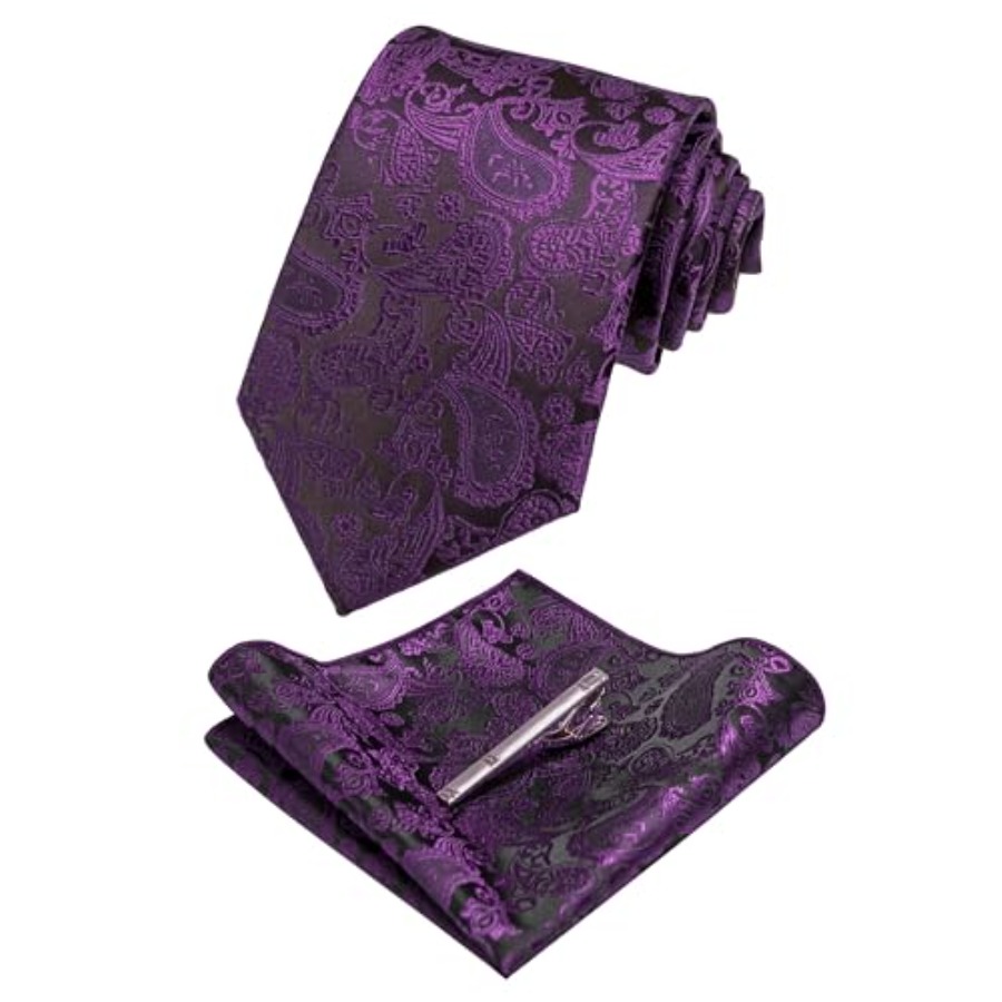 Mens Solid Color Paisley Neckt - Pocket Square Set avis et prix