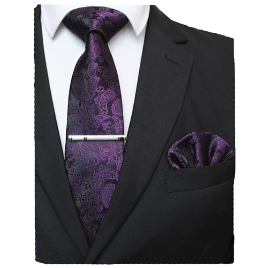 Mens Solid Color Paisley Neckt - Pocket Square Set avis et prix
